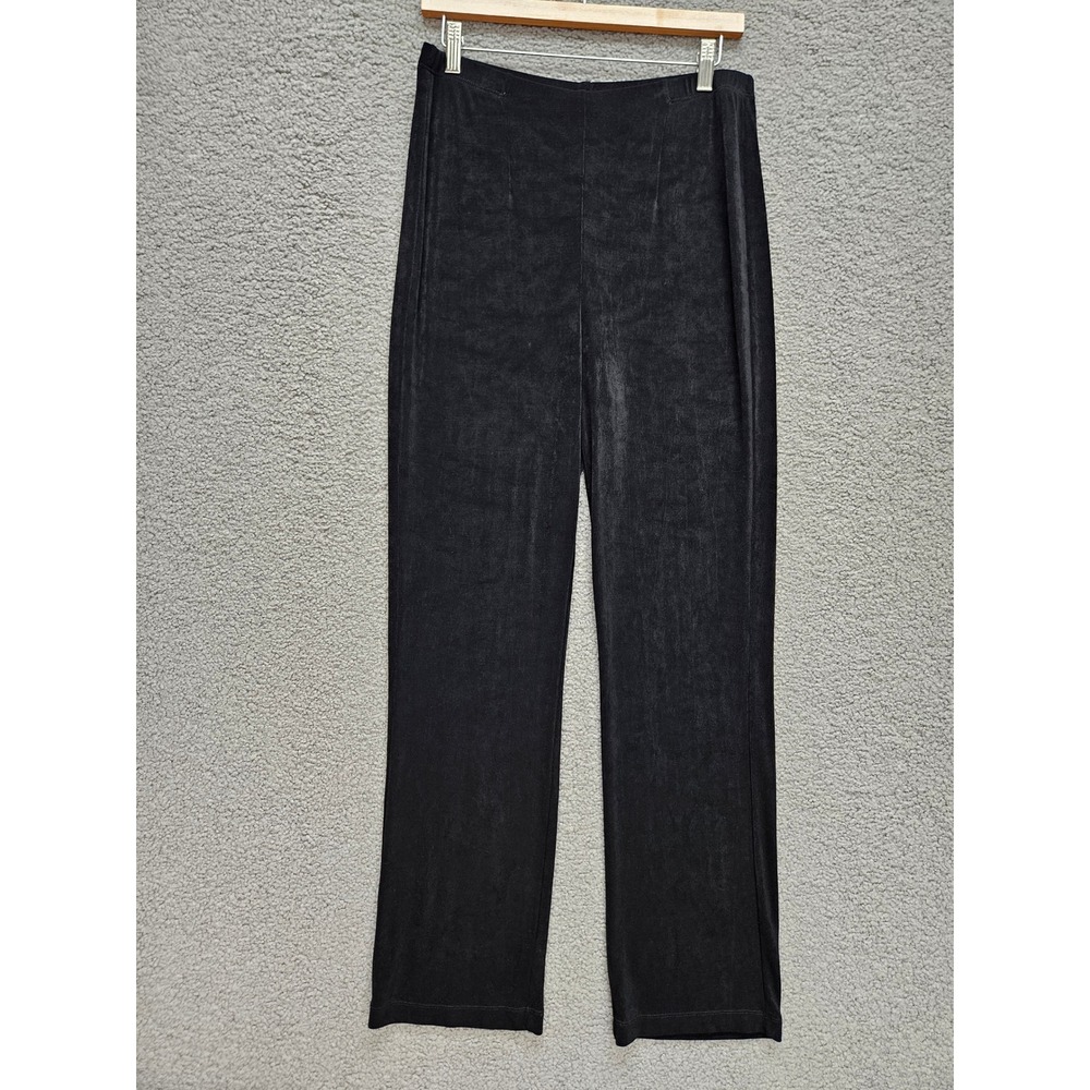 Chico's Pull On Pants 1 Black Slinky Acetate Stretch Straight Leg Minimalist